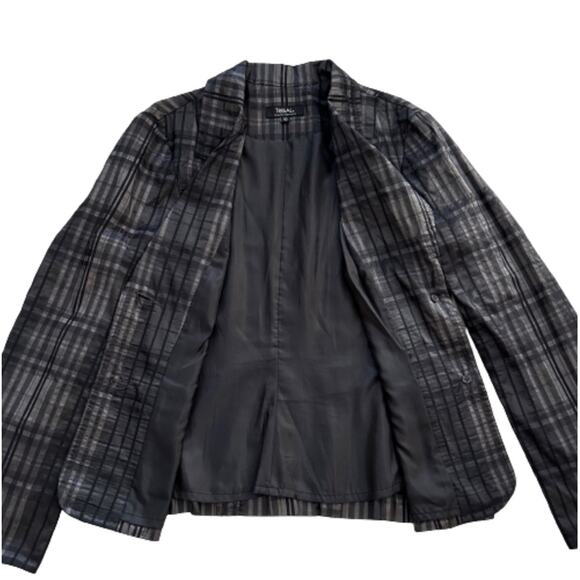 Tribal Black Gray Metallic Textured Button Front Pockets Blazer Jacket Size 10 - Picture 9 of 12